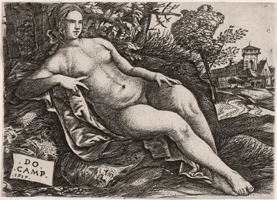 Venus liegend in einer Landschaft, um 1517 von Domenico Campagnola